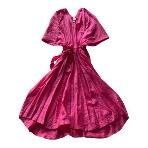 H&M Wmn’s M Cerise Lyocell-Blend Kaftan Dress w/‎ Waist Tie Belt